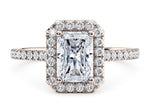 Aphrodite Halo Rose Gold 18k Radiant Engagement Ring