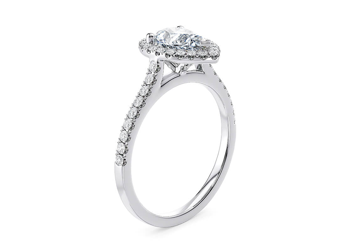 Aphrodite Halo Platinum Pear Engagement Ring