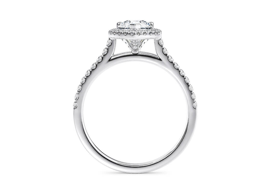 Aphrodite Halo Platinum Pear Engagement Ring