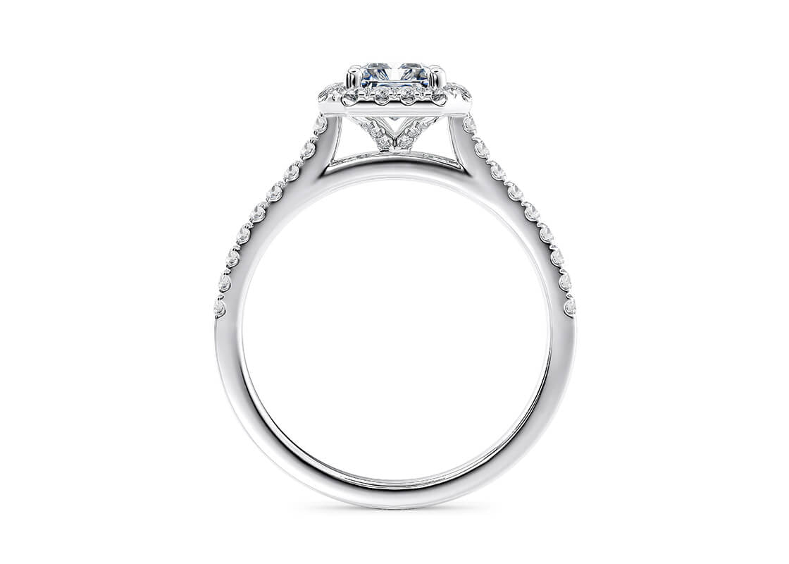 Aphrodite Halo Platinum Radiant Engagement Ring