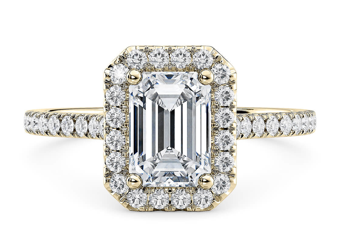 Aphrodite Halo Yellow Gold 18k Emerald Engagement Ring