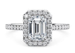Aphrodite Halo Platinum Emerald Engagement Ring