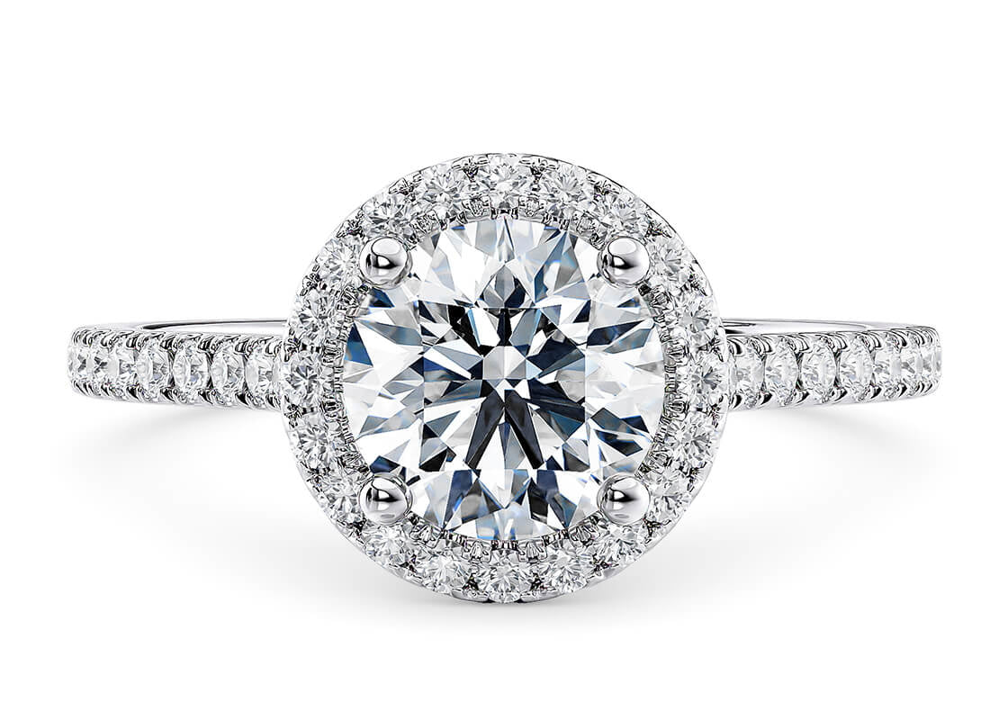 Aphrodite Halo Platinum Round Engagement Ring