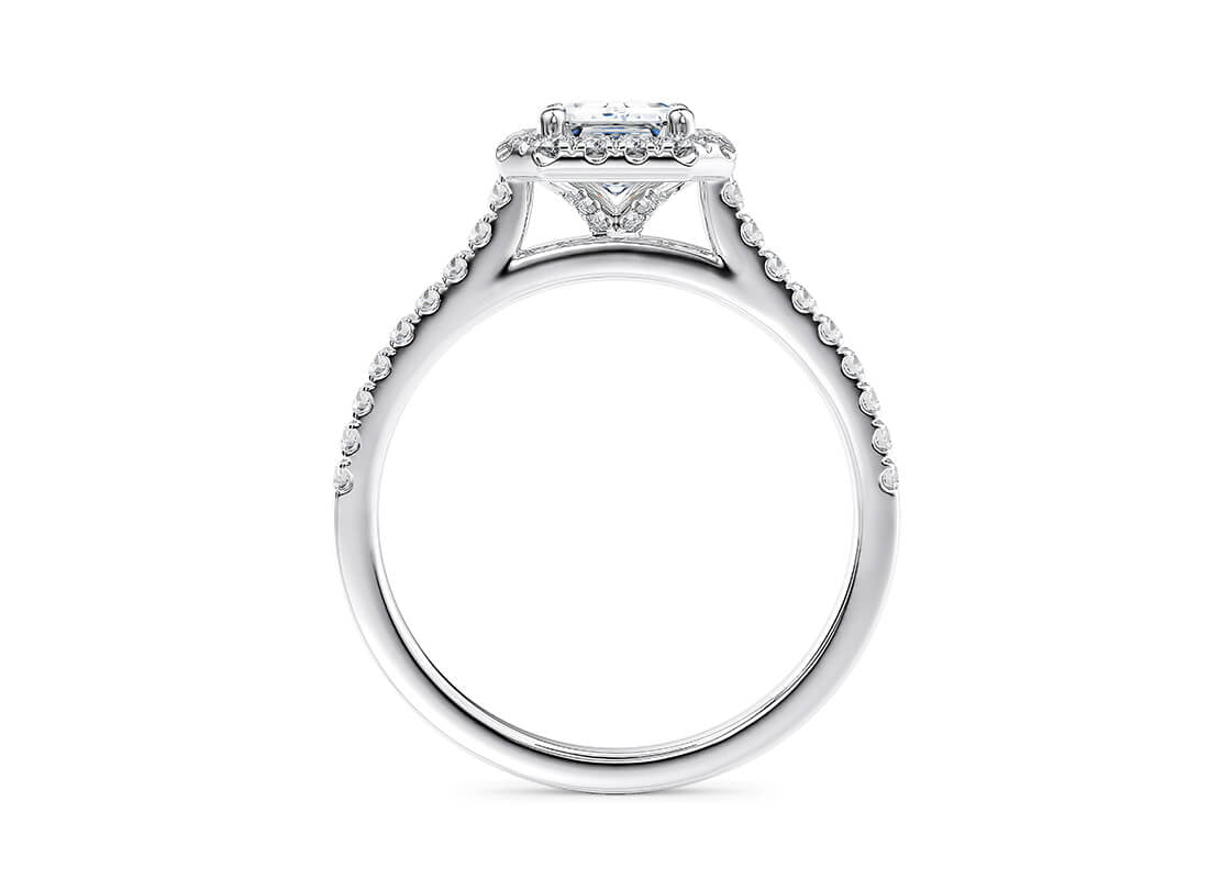 Aphrodite Halo Platinum Emerald Engagement Ring