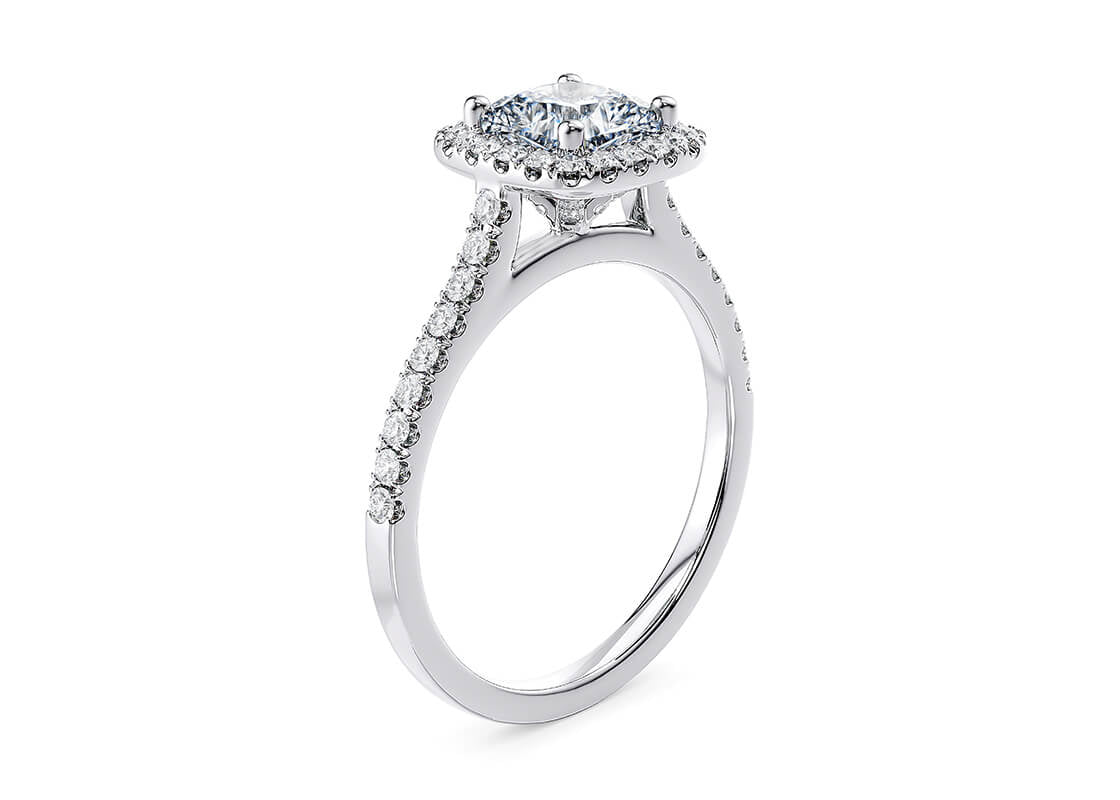 Aphrodite Halo Platinum Cushion Engagement Ring