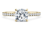 Aria Diamond Band Yellow Gold 18k Cushion Engagement Ring