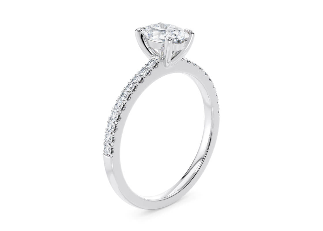 Aria Diamond Band White Gold 18k Oval Engagement Ring