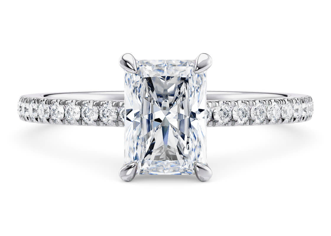 Aria Diamond Band White Gold 18k Radiant Engagement Ring
