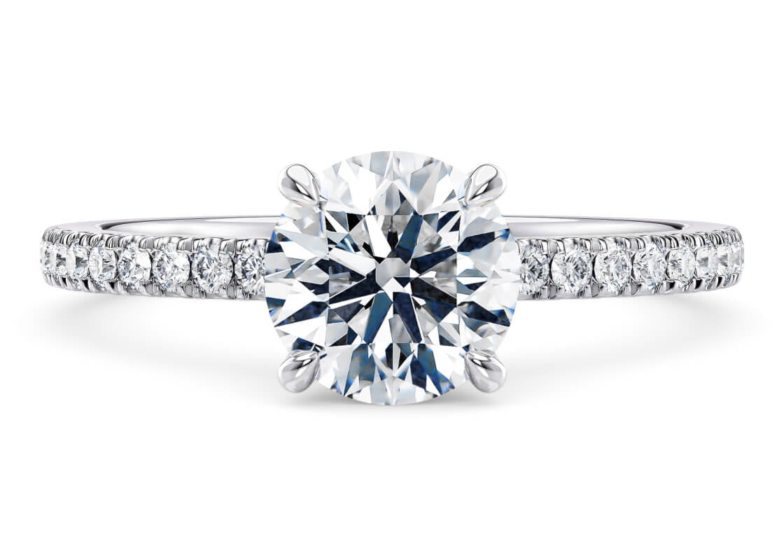 Aria Diamond Band Platinum Round Engagement Ring