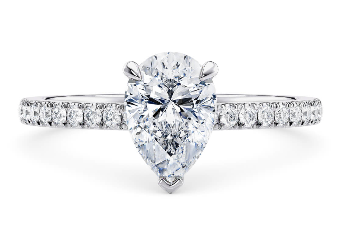 Aria Diamond Band White Gold 18k Pear Engagement Ring