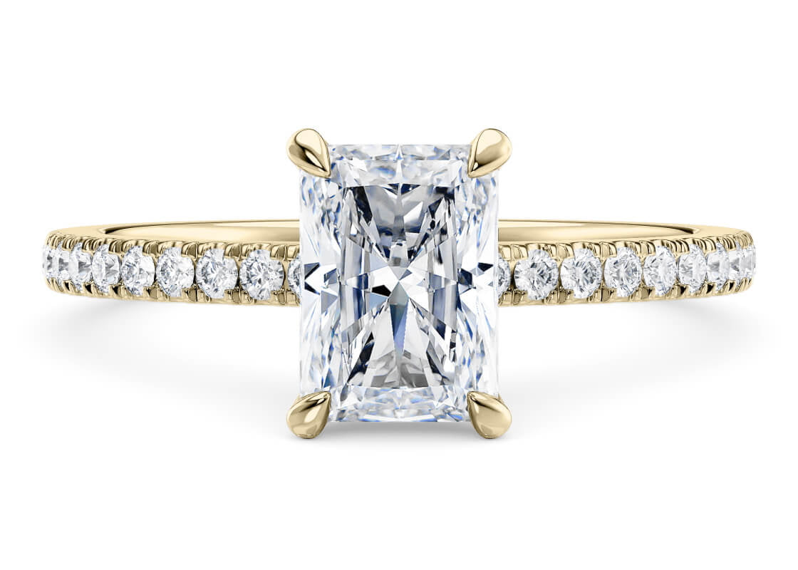 Aria Diamond Band Yellow Gold 18k Radiant Engagement Ring