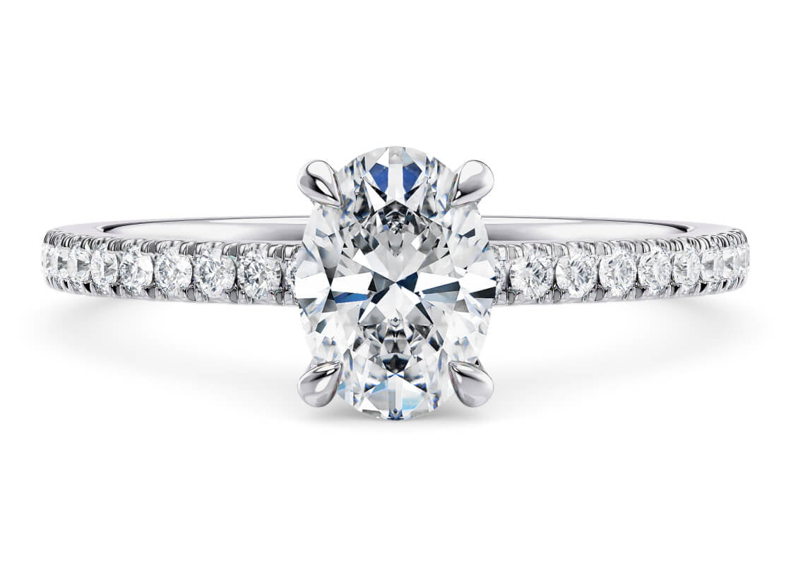 Aria Diamond Band Platinum Oval Engagement Ring