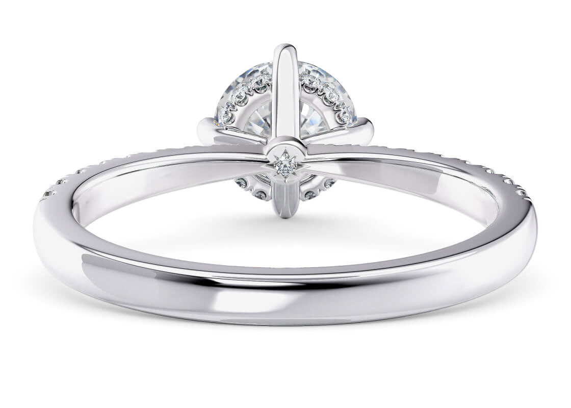 Asteria Compass Diamond Band Platinum Round Engagement Ring