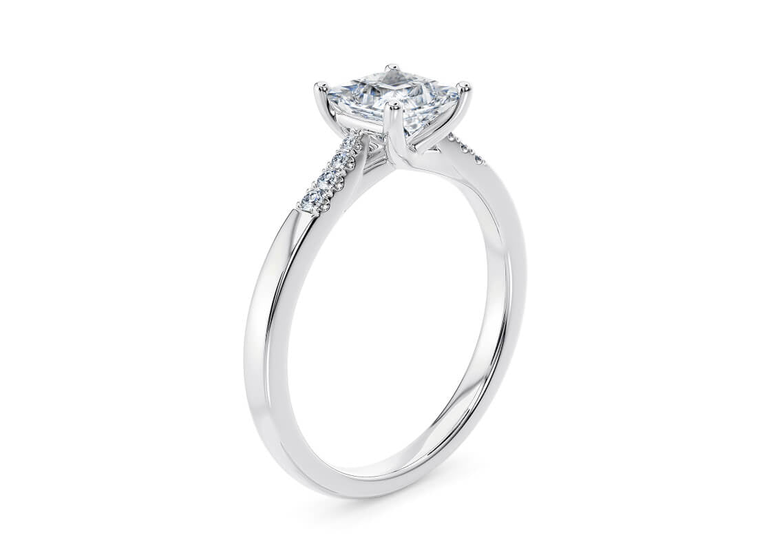Thea Diamond Band Platinum Princess Engagement Ring