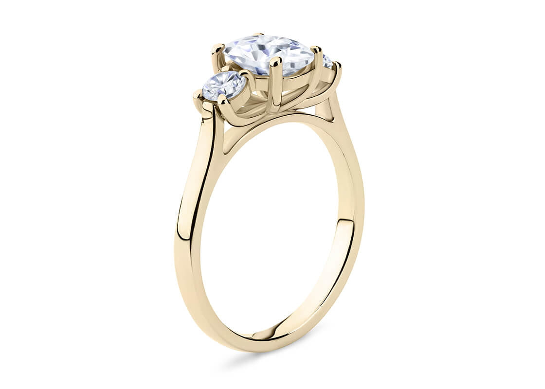 Roma Trilogy Yellow Gold 18k Oval Engagement Ring