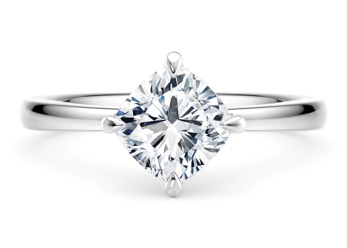 Starlight Compass Solitaire Platinum Cushion Engagement Ring