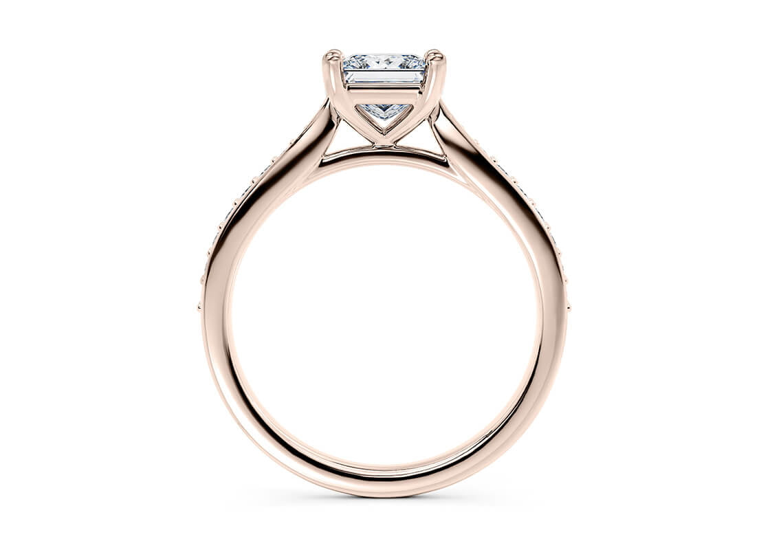 Victoria Diamond Band Rose Gold 18k Princess Engagement Ring