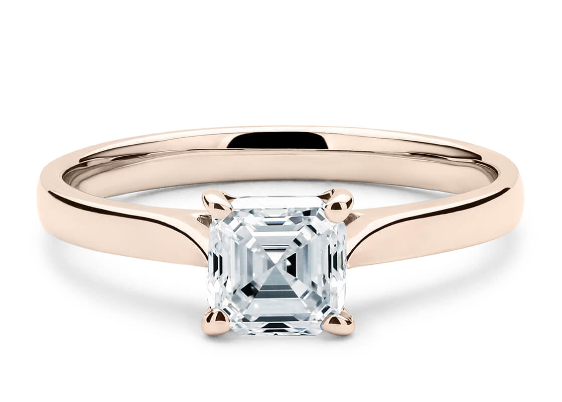 Contour Solitaire Rose Gold 18k Asscher Engagement Ring