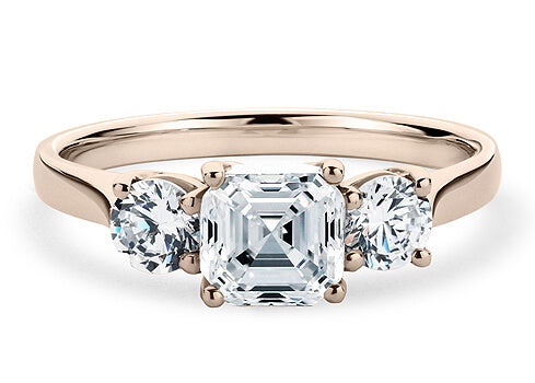 Roma Trilogy Rose Gold 18k Asscher Engagement Ring