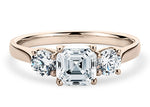 Roma Trilogy Rose Gold 18k Asscher Engagement Ring