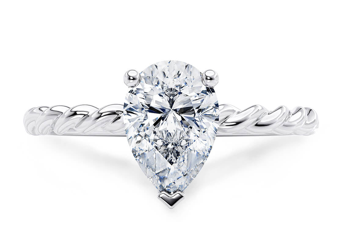 Ascot Solitaire Platinum Pear Engagement Ring