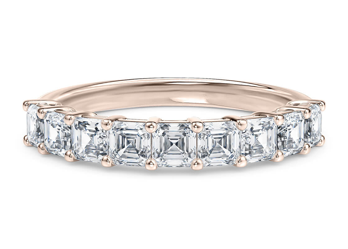 Regent Asscher Half Set Rose Gold 18k Natural Eternity Ring