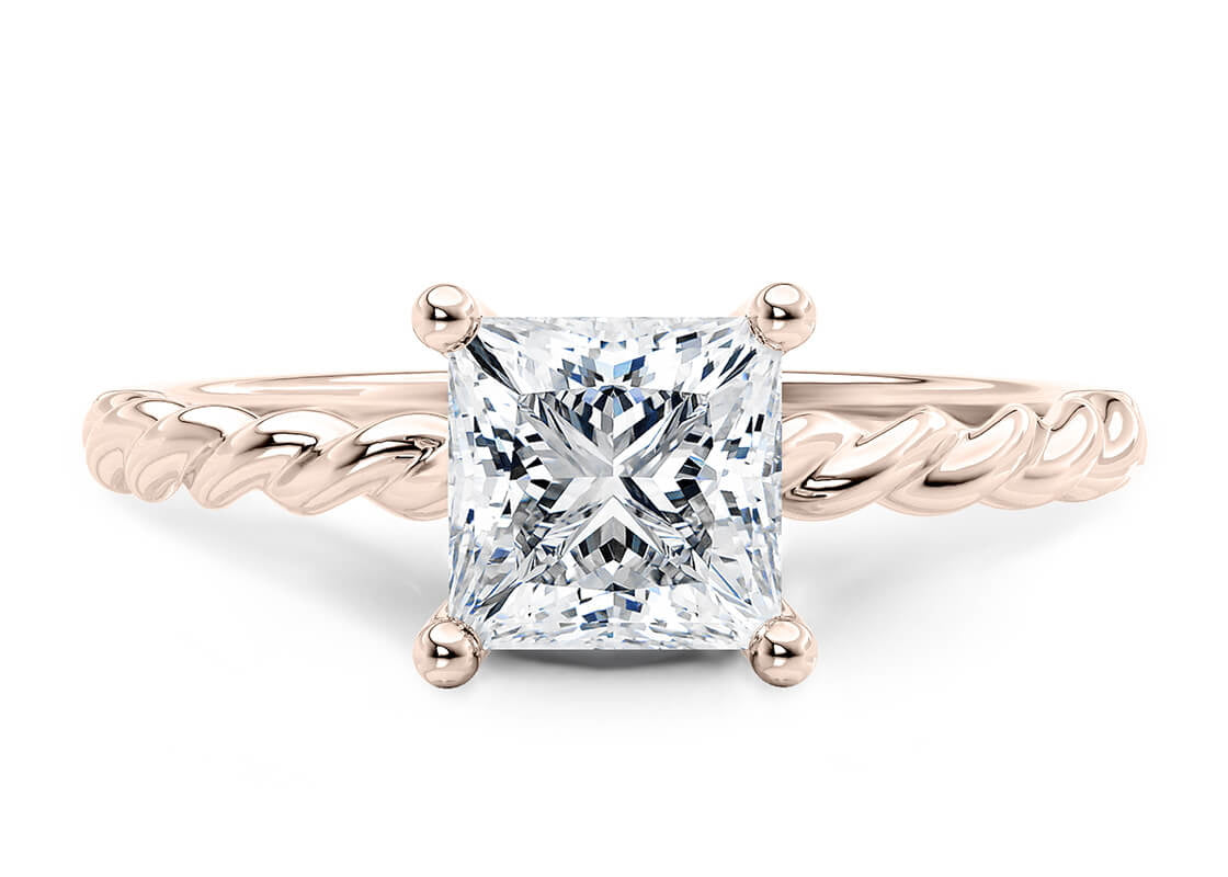 Ascot Solitaire Rose Gold 18k Princess Engagement Ring