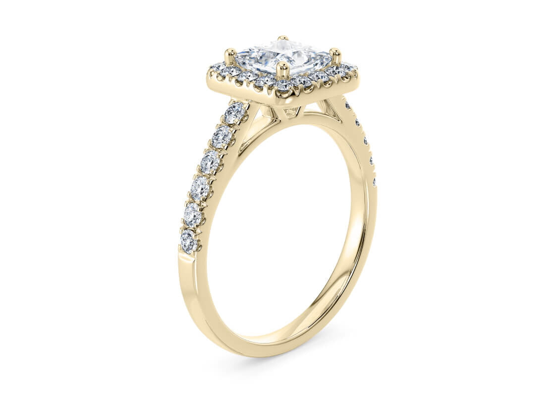 Medici Halo Yellow Gold 18k Princess Engagement Ring