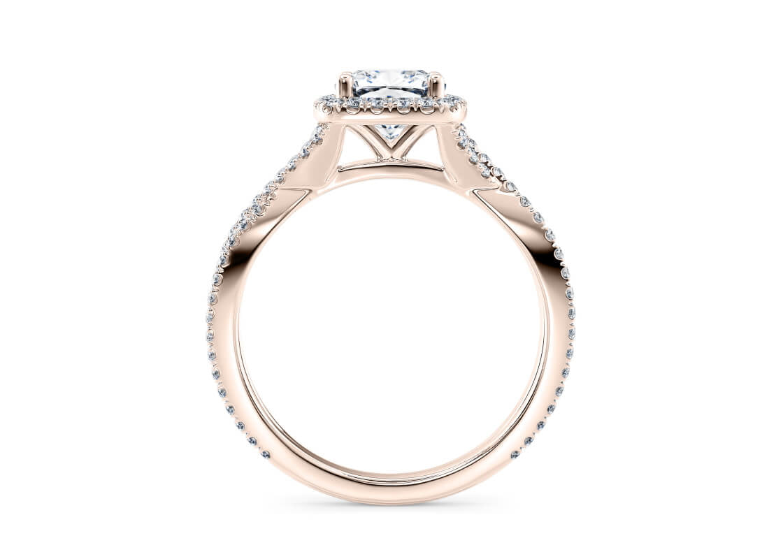 Bellatrix Halo Rose Gold 18k Cushion Engagement Ring