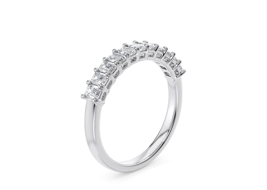 Regent Emerald Half Set White Gold 18k Lab Grown Eternity Ring