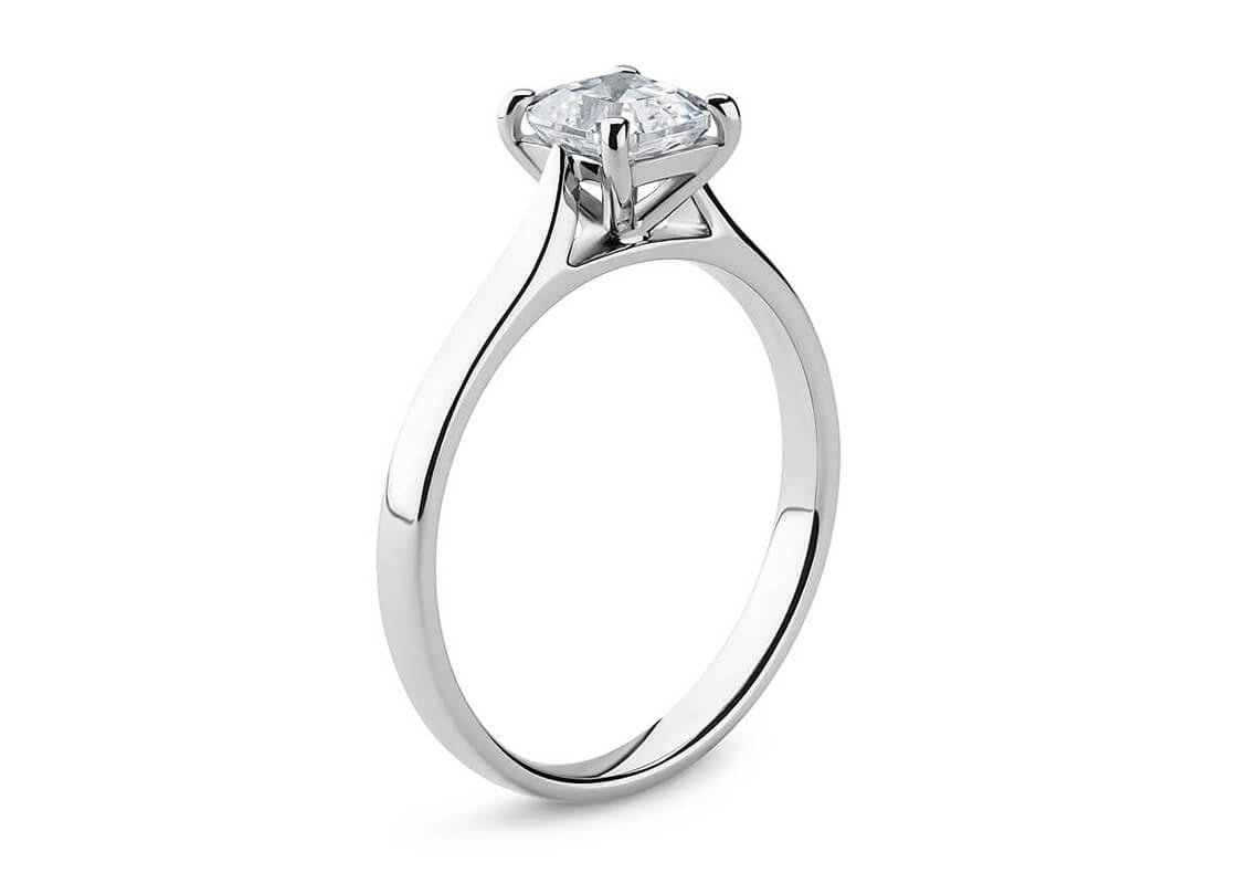 Contour Solitaire Platinum Asscher Engagement Ring