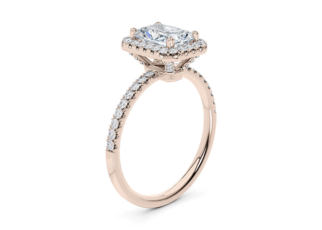 Isabella Halo Rose Gold 18k Radiant Engagement Ring