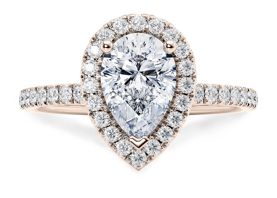 Isabella Halo Rose Gold 18k Pear Engagement Ring