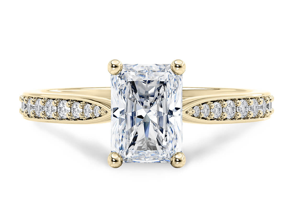 Victoria Diamond Band Yellow Gold 18k Radiant Engagement Ring