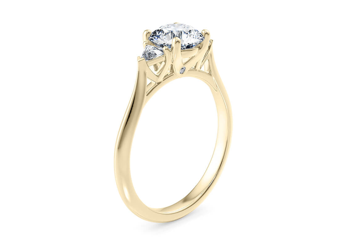 Paris Trilogy Yellow Gold 18k Round Engagement Ring
