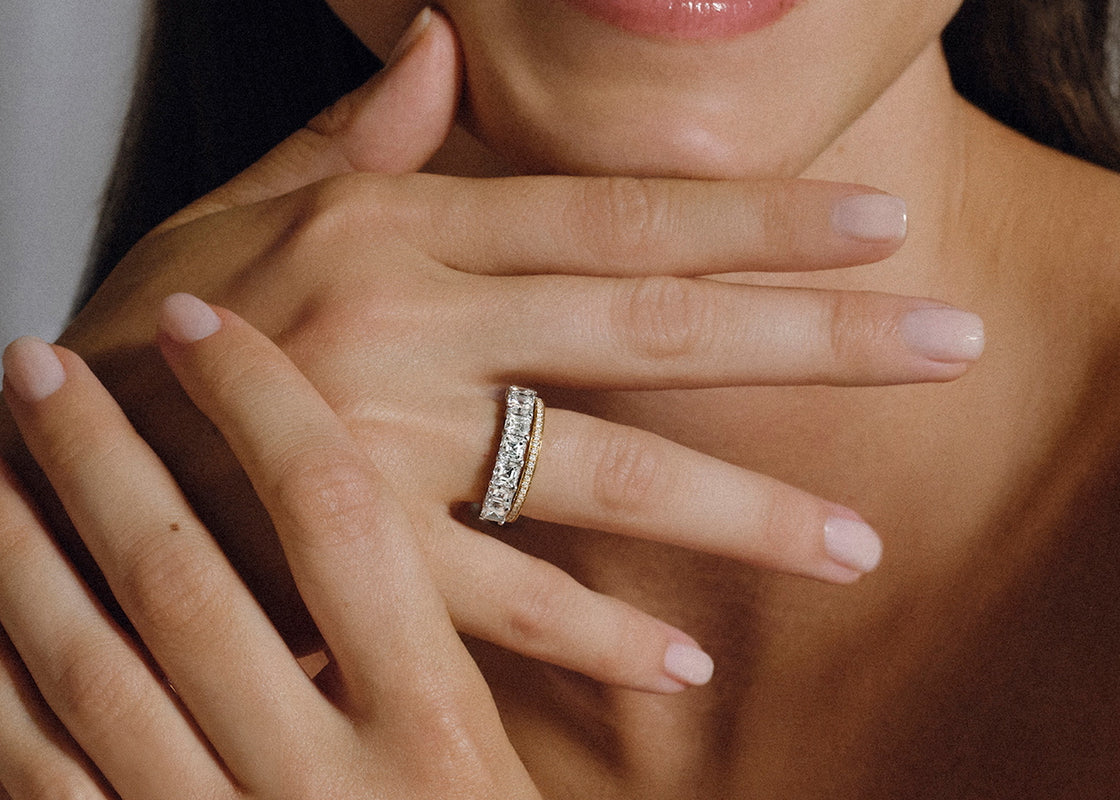 Regent Asscher Half Set White Gold 18k Natural Eternity Ring