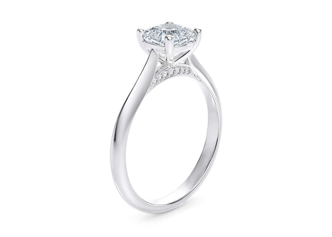 Iris Solitaire Platinum Cushion Engagement Ring