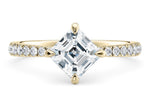Asteria Compass Diamond Band Yellow Gold 18k Asscher Engagement Ring