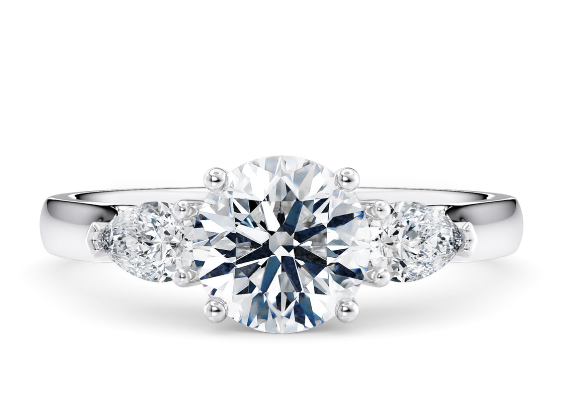 Barcelona Trilogy White Gold 18k Round Engagement Ring