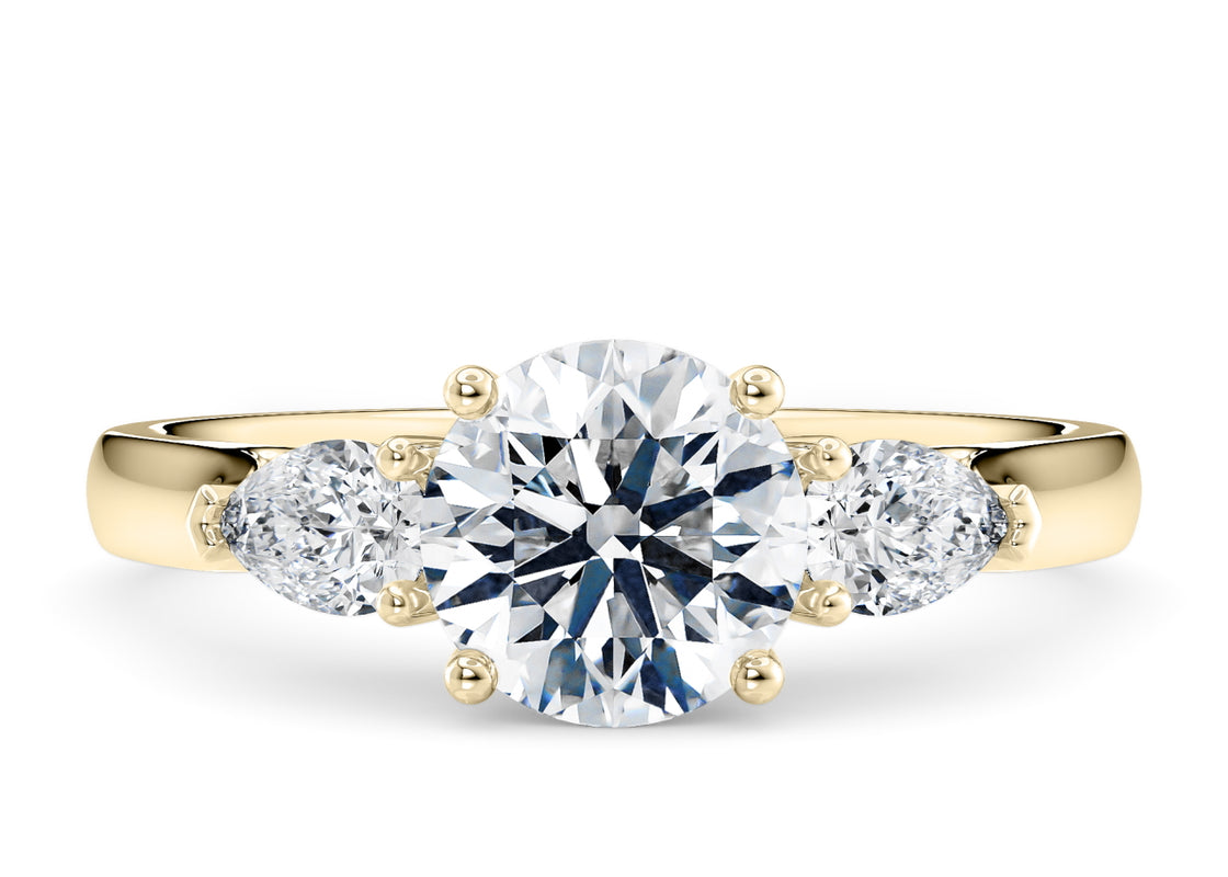 Barcelona Trilogy Yellow Gold 18k Round Engagement Ring
