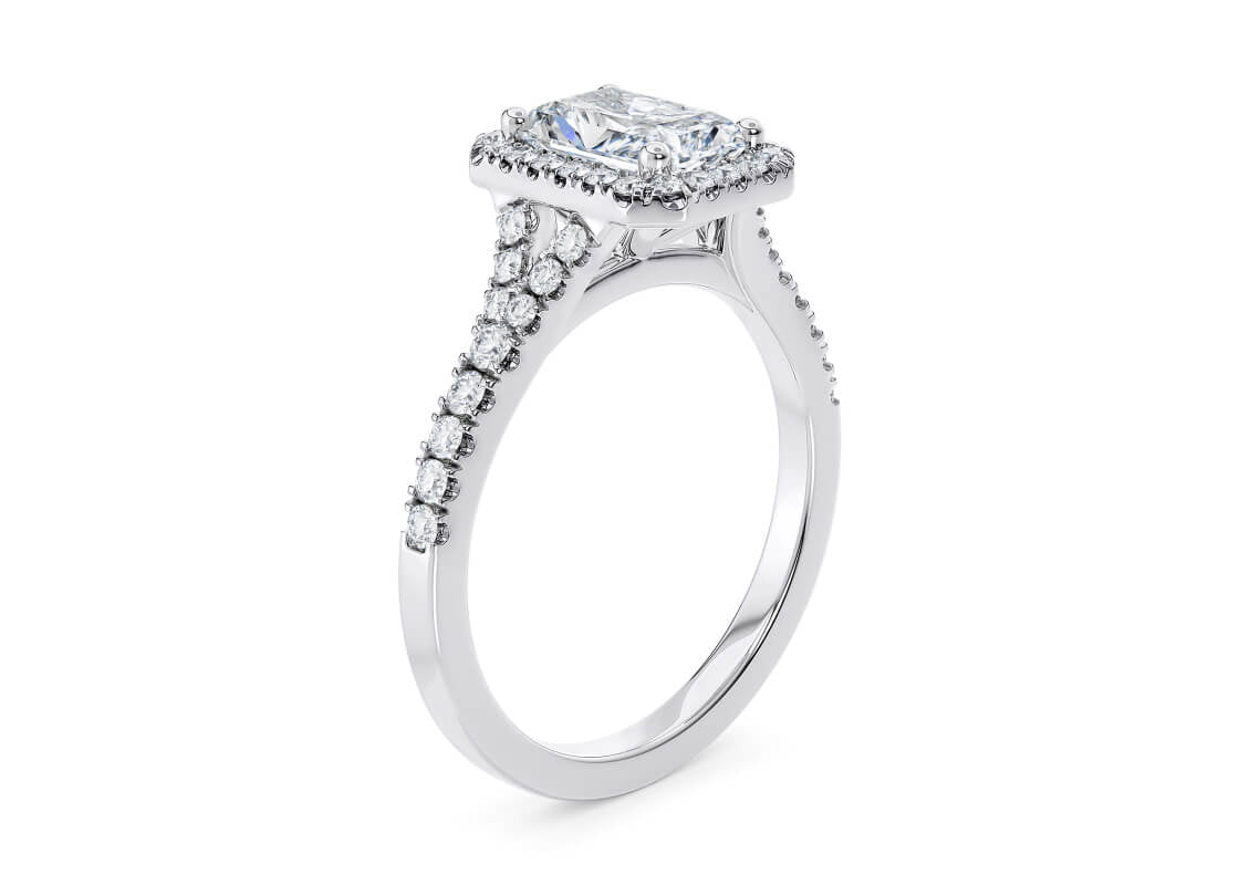 Battersea Halo Platinum Radiant Engagement Ring