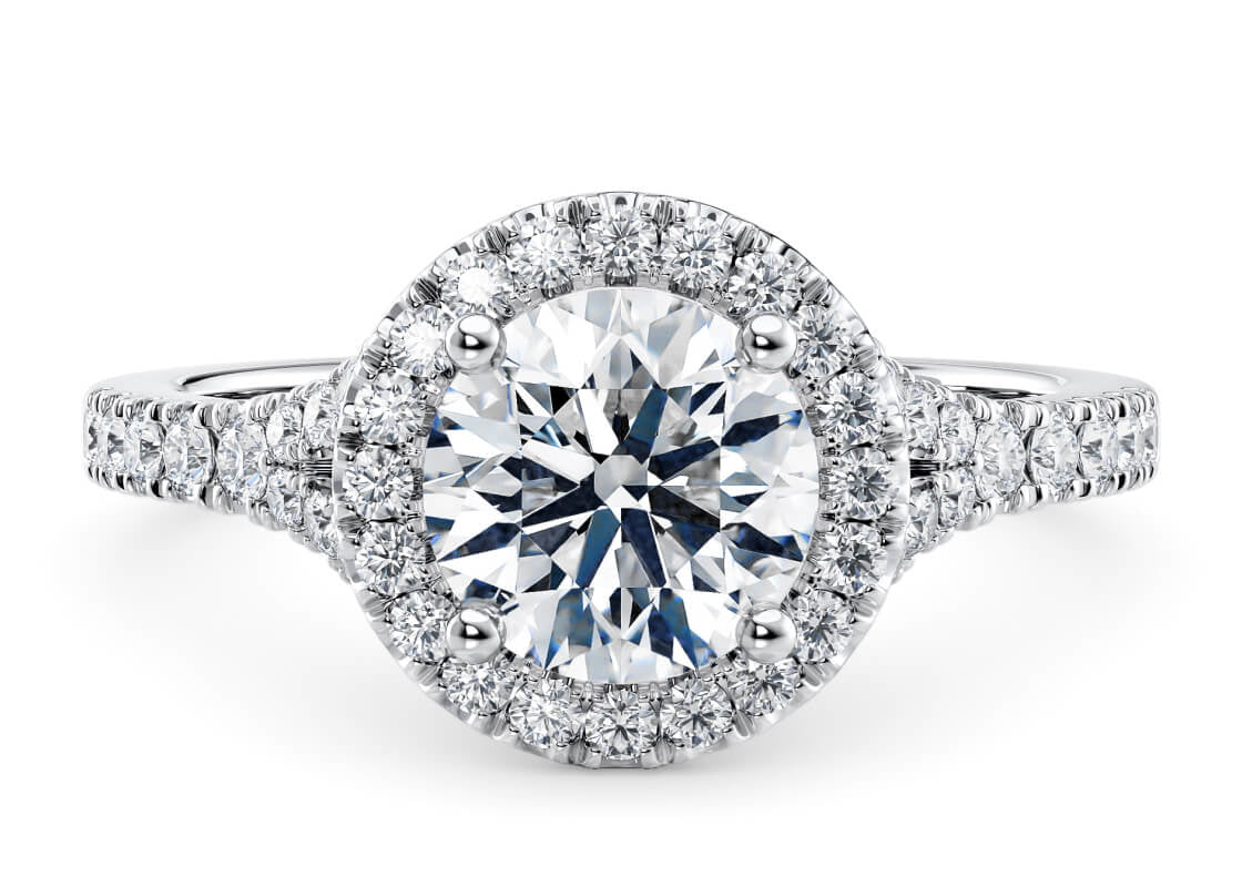 Battersea Halo Platinum Round Engagement Ring