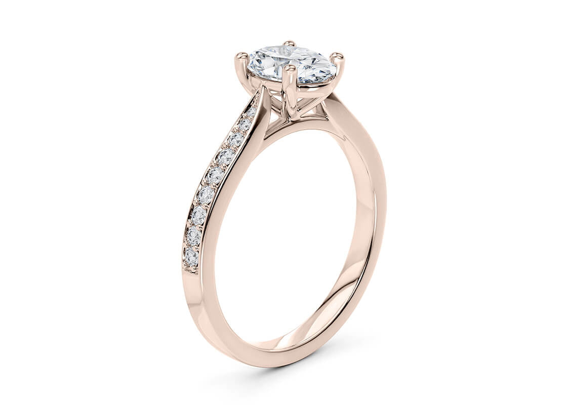 Victoria Diamond Band Rose Gold 18k Oval Engagement Ring