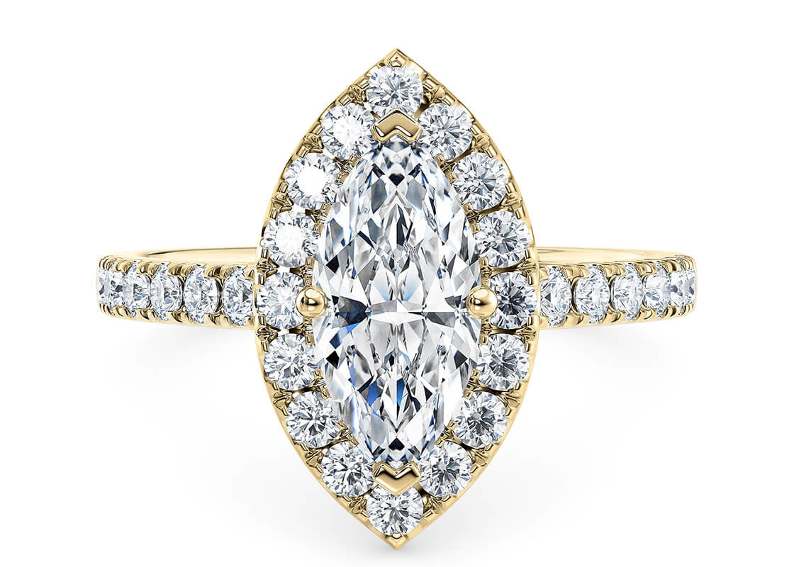 Medici Halo Yellow Gold 18k Marquise Engagement Ring