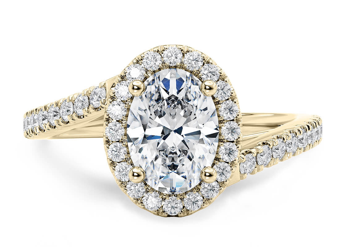 Kew Halo Yellow Gold 18k Oval Engagement Ring