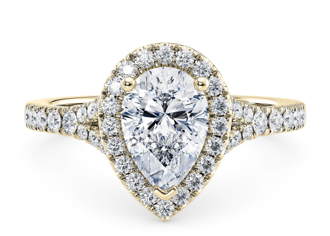 Battersea Halo Yellow Gold 18k Pear Engagement Ring