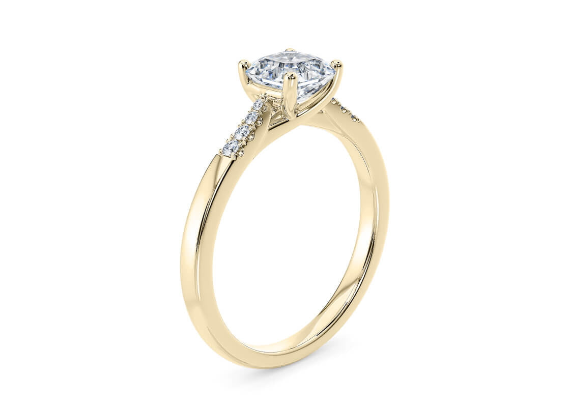 Thea Diamond Band Yellow Gold 18k Asscher Engagement Ring