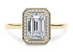 Minerva Halo Yellow Gold 18k Emerald Engagement Ring