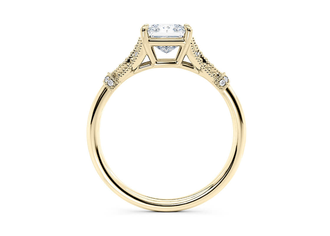 Jasmine Vintage Yellow Gold 18k Round Engagement Ring