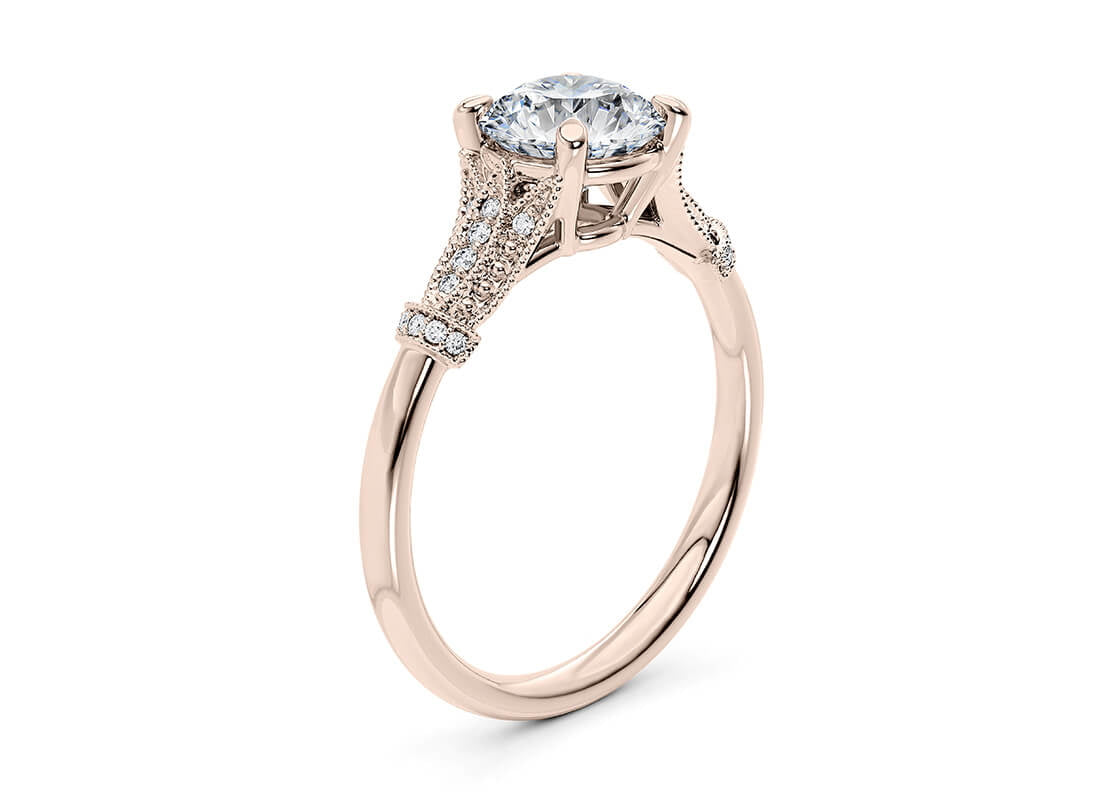 Jasmine Vintage Rose Gold 18k Round Engagement Ring